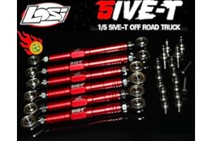 GTBRacing CNC Aluminum Front Rear Suspension and Steering Turnbuckle Tie Rod Set for 1/5 RC Car Losi 5ive-t 5T Upgrade Part (Red)