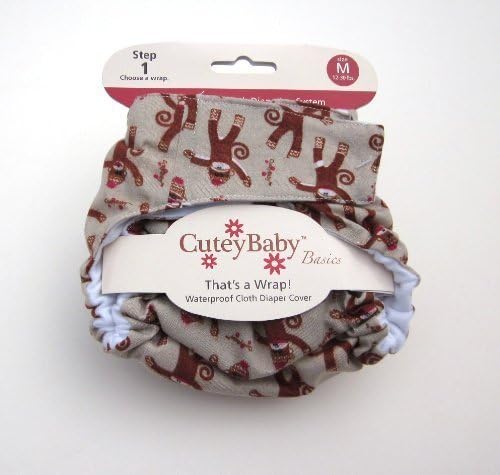 CuteyBaby That's a Wrap Diaper Cover, Sock Monkeys, Medium