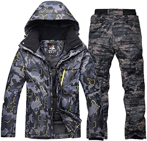 Gski Men's Activewear Set/Ski Jacket with Pants Windproof, Warm, Detachable Cap Skiing/Snowboarding / Winter Sports Poly, Eco-Friendly Polyester Pants/Trousers / Tracksuit/Top Ski Wear