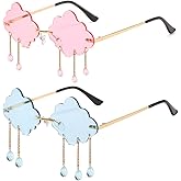 BOJOD Rimless Cute Sunglasses For Women Trendy Vintage Creative 90s Sunglasses Funny Cloud Shaped Disco Glasses