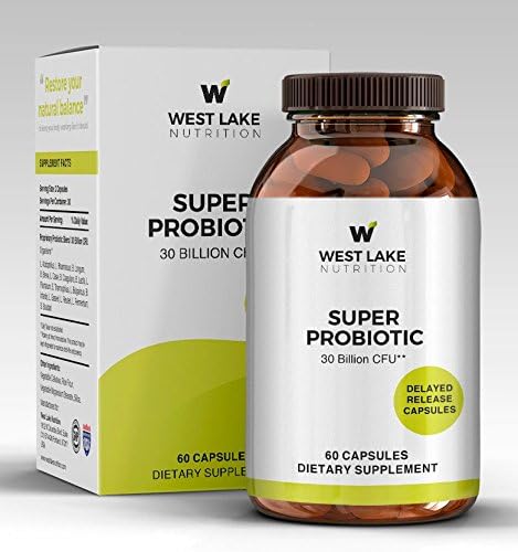 Super Probiotics Supplement - 30 Billion CFUs - 15 Strains of Good Bacteria with Lactobacillus Acidophilus - 60 Delayed Release Capsules