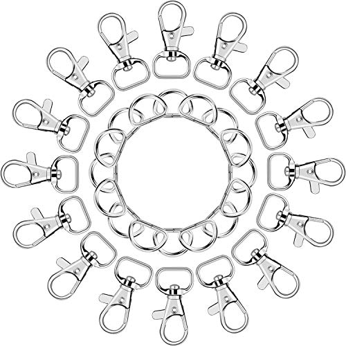 SANNIX 120 Pcs Keychain Clip Hooks with D Ring Include 60Pcs Swivel