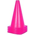 Alyoen 9 inch Traffic Cones, Plastic Sport Cones, Pink Soccer Training Cones for Outdoor Activity & Festive Events (Sets of 10/15/ 20)
