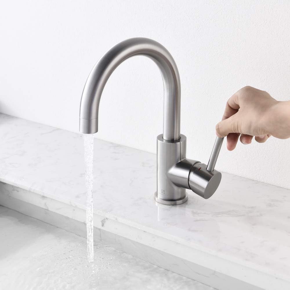 Bar Sink Faucet, HOMELODY Bathroom Faucet 304 Stainless Steel 360° Swivel Brushed Nickel Small Kitchen Faucet Tap, Lavatory Faucet, Grifo - - 