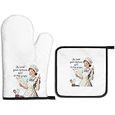 Gkodw Your Opinion Isn't in My Recipe Oven Mitts and Pot Holders Sets, Funny Oven Mitts for Women, Hostess Gifts for Mom Wife, Housewarming Present for Bakers, Baking Gifts for Her Housewives