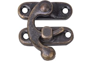 HEEPDD 30Pcs Small Box Latch Hasps, Antique Right Latch Hook Hasp Retro Style Iron Latch Hook Hasp for Jewelry Gift Boxes with 120pcs Replacement Screws(Bronze Left Latch Hook Hasp)