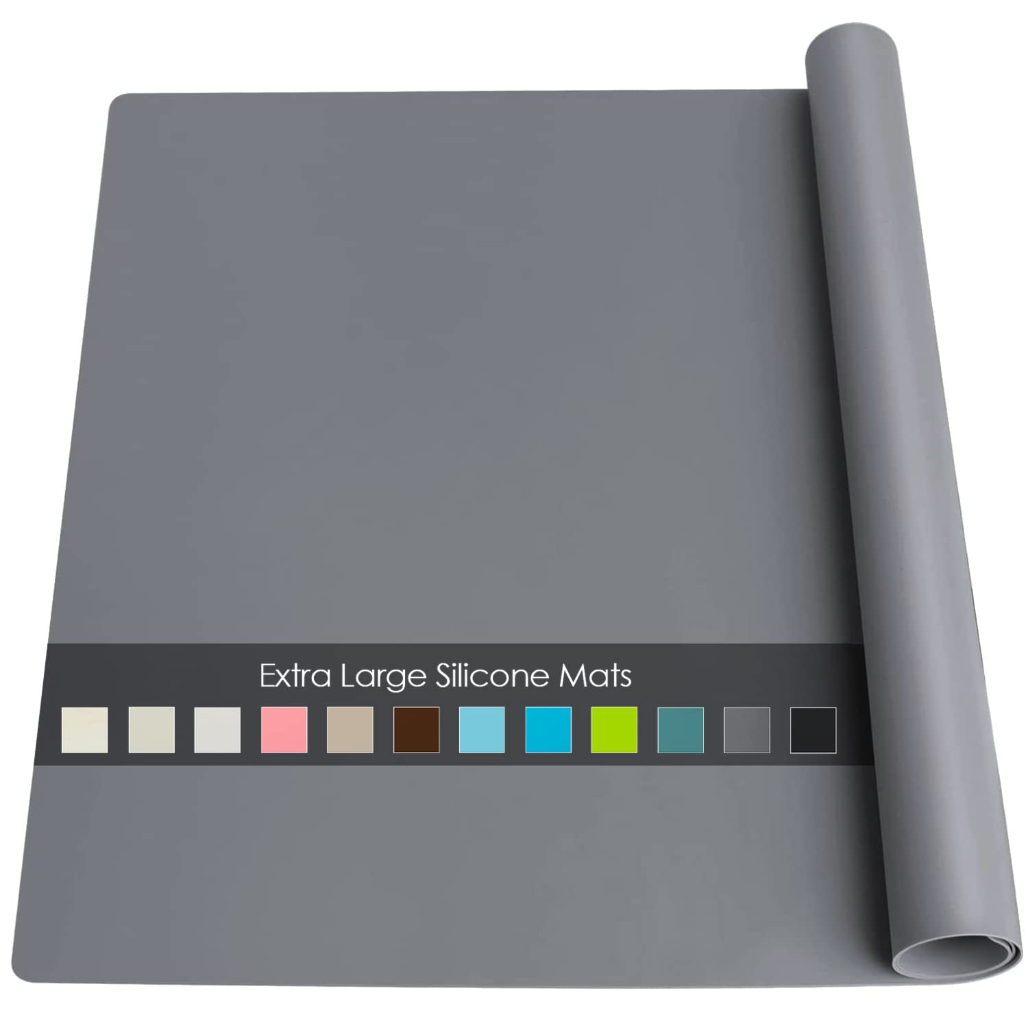 Photo 1 of Extra Large Silicone Mats For Kitchen Counter, 27.6'' x19.7'' Silicone Placemats for Kids, Nonstick Nonskid Silicone Mat for Baking Crafts, Waterproof Heat Resistant Mat Coffee Mat, Dark Gray, 1Pcs