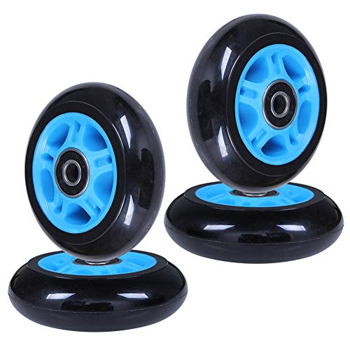 AOWISH 8-Pack 80mm Inline Skate Wheels 85A Inline Skates Replacement Wheel with Bearings ABEC-9 (Blue Hub Black Wheel) - Thumbnail 2