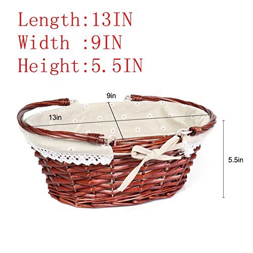 MEIEM Wicker Basket Gift Baskets Empty Oval Willow Woven Picnic Basket