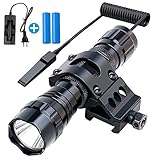 Fyland Tactical Flashlights, 1200 Lumens LED Flashlight with Picatinny/M-lok Rails Mount Included Rechargeable Batteries Pressure Switch, Waterproof Small Flashlight for Outdoor Hiking Camping
