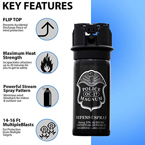 POLICE MAGNUM Pepper Spray Max Strength 1416ft Range Tactical Law