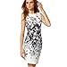 Summer Floral Printed Sleeveless Slim Fit Midi Sheath Tank Sun Dress (X-Large, Black)