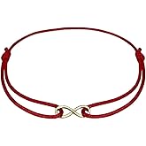 14k Solid Gold Infinity Cord Bracelet String Charm Adjustable Jewelry Unisex Rope Thread Bracelets for Women Men - Valentines Day Gift, Spiritual Protection, Eternal Love