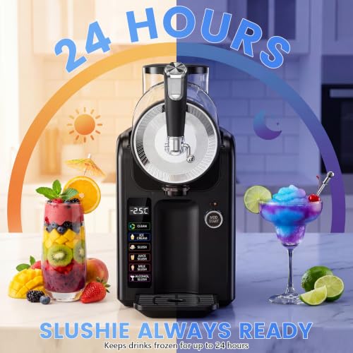 Slush Granita Machine, 2L Ice Slush Machine with LED Display, 6-in-1 Slush Machine for making ice cream, smoothies, milkshakes, cocktails and margaritas