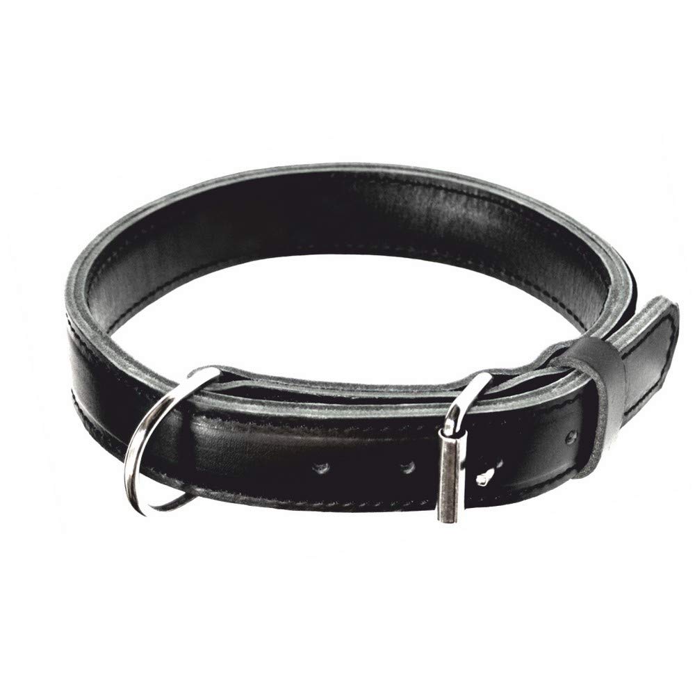 DINGO GEAR Max Genuine Leather Collar, Extreme Strong and Durable Collar with Chromed Fittings, Dog Neck Girth 48-56 cm, Suitable for Working Dogs, Black (S04031)