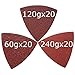 XXGO 60 Pcs 60/120/240 Grits 3-1/8 Inch 80mm Triangular Hook & Loop Oscillating Tool Sandpaper for Sanding Wood Contains 20 of Each Fit 3-1/8 Inch Triangle Oscillating Multi Tool Sanding Pads XG8030