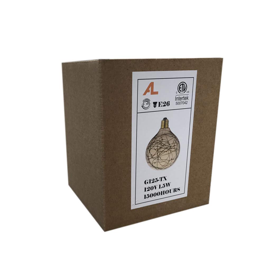 LED Globe Fairy Light Bulb Lighting, Warm Yellow Dimmable 120V/6W Gold Glass E26 Standard Edison Lamp Starry Decorative 3000K Energy-Saving Lights for Home, Bar, Yard