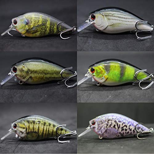 6 Hard Baits Fishing Lures in One Tackle Box Crankbait RealSkin Painting for Bass Fishing HC25KB
