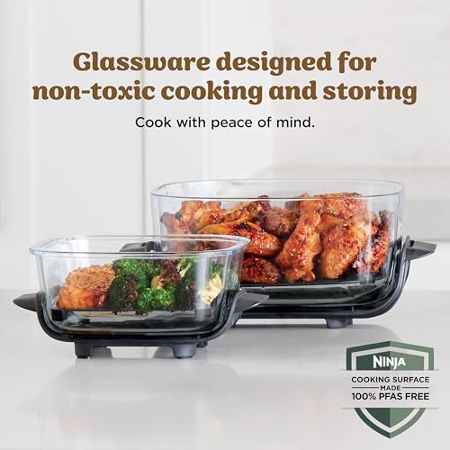 Ninjas | Freidora de aire | Sistema de cocción portátil Crispi 4 en 1 | Recipientes de vidrio de 4 cuartos y 6 tazas, platos para verduras y tapas de almacenamiento incluidos | Apto para microondas, congelador y lavavajillas | Broche de jengibre | FN101GD Ninjas | Freidora de aire | Sistema de cocción portátil Crispi 4 en 1 | Recipientes de vidrio de 4 cuartos y 6 tazas, platos para verduras y tapas de almacenamiento incluidos | Apto para microondas, congelador y lavavajillas | Broche de jengibre | FN101GD