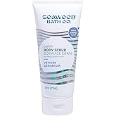 Seaweed Bath Co. Calm Body Scrub, Vetiver Geranium Scent, 6 Ounce, Sustainably Harvested Seaweed, Sea Kelp, Glycolic Acid