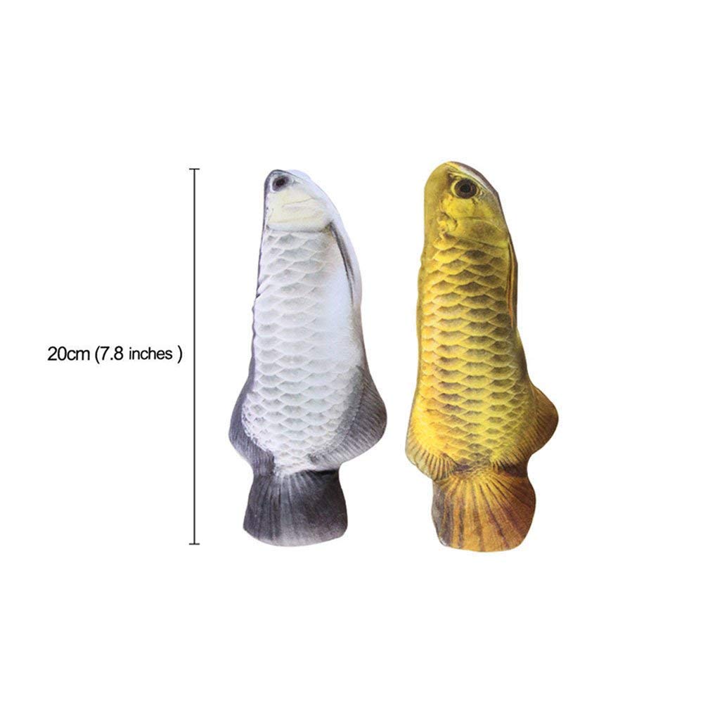 Catnip Toys Set Simulation Fish Shape Doll Interactive Pets Pillow Chew Bite Supplies for Cat/Kitty/Kitten Fish Flop Cat Toy Catnip Crinkle Toys 2PCS