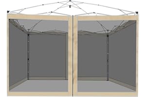 FLOUREE Canopy Mosquito Net for 10x10 Pop up Canopy Gazebo Tent, Replacement Netting Screen Mesh Sidewalls for Patio, Backyard, Camping, Outdoor Use (Net Only,Frame Not Included) (Beige)