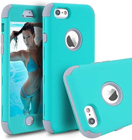 iPhone 6 Case,iPhone 6s Case,Power J Three Layer Heavy Duty Shockproof High Impact Resistant Hybrid Protective Case for iPhone 6s/6 4.7",(Mint Green)