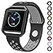 Meifox Compatible with Fitbit Blaze Bands for Women Men,Soft Silicone Replacement Band for Fitbit Blaze Smart Watch (Black Gray, Large)