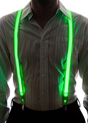 Men's LED Suspenders Neon Light Up Flashing And Blinking Novelty Accessory for Party Green