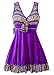 COCOPEAR Women's Tribal Print One Piece Swimdress Skirted Bottom Swimsuit(FBA) BueViolet 3XL/14-16