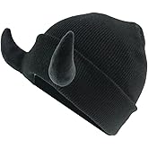 Honganda Devil Horn Knitted Beanie Hat for Adult, Novelty Women Men Demon Horns Cap Winter Warm Hip Hop Hat