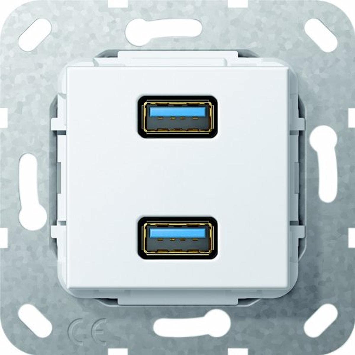 Gira 568403 Double USB 3.0 A Gender Changer Socket Pure White
