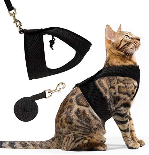 PUPTECK X-Figure Cat Harness with Leash – Adjustable Neck Escape Proof Mesh Walking Jacket for Kitties,Puppies