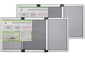 FLYZZZ Adjustable Sliding Window Screen Horizontal (15.74 ''H x 21-40''W) 2 Packs Expandable Window Screen Replacement for Home Medium