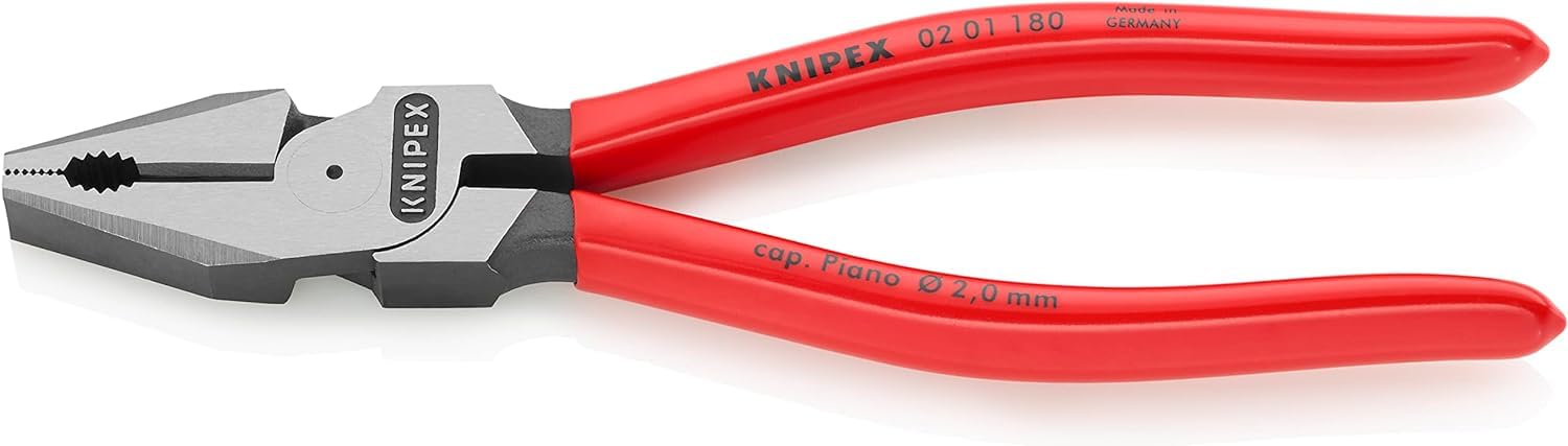 KNIPEX High Leverage Combination Pliers with Plastic Coating 180 mm, 02 01 180