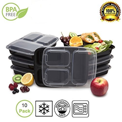 Zenplicity/Food Storage Containers /Usa Made / 3 Compartment /10 Set
