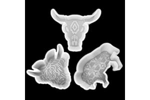 VONZK 3 Pcs Bull Skull Set Freshie Silicone Mold Car Freshie Mold for Aroma Beads DIY Handmade Freshies Mould (Bison + Highland Cow + Bull)