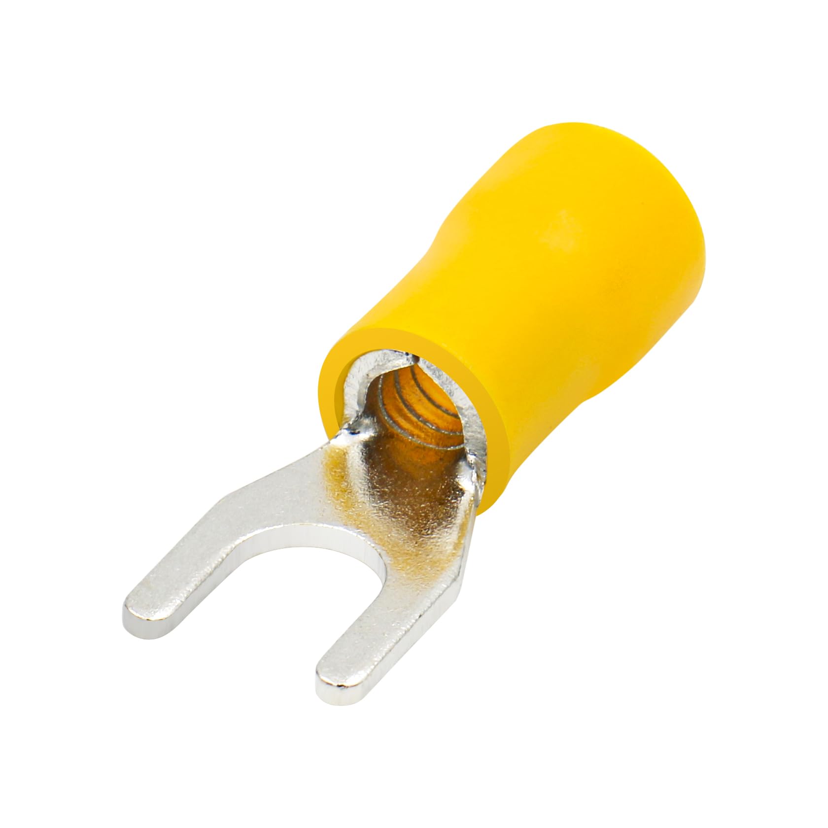 Heschen Fork Insulated Wire Connector Electrical Crimp Terminal SV5.5-5 Stud size #10 for 4-6mm² (12-10 AWG) Yellow 100Pack