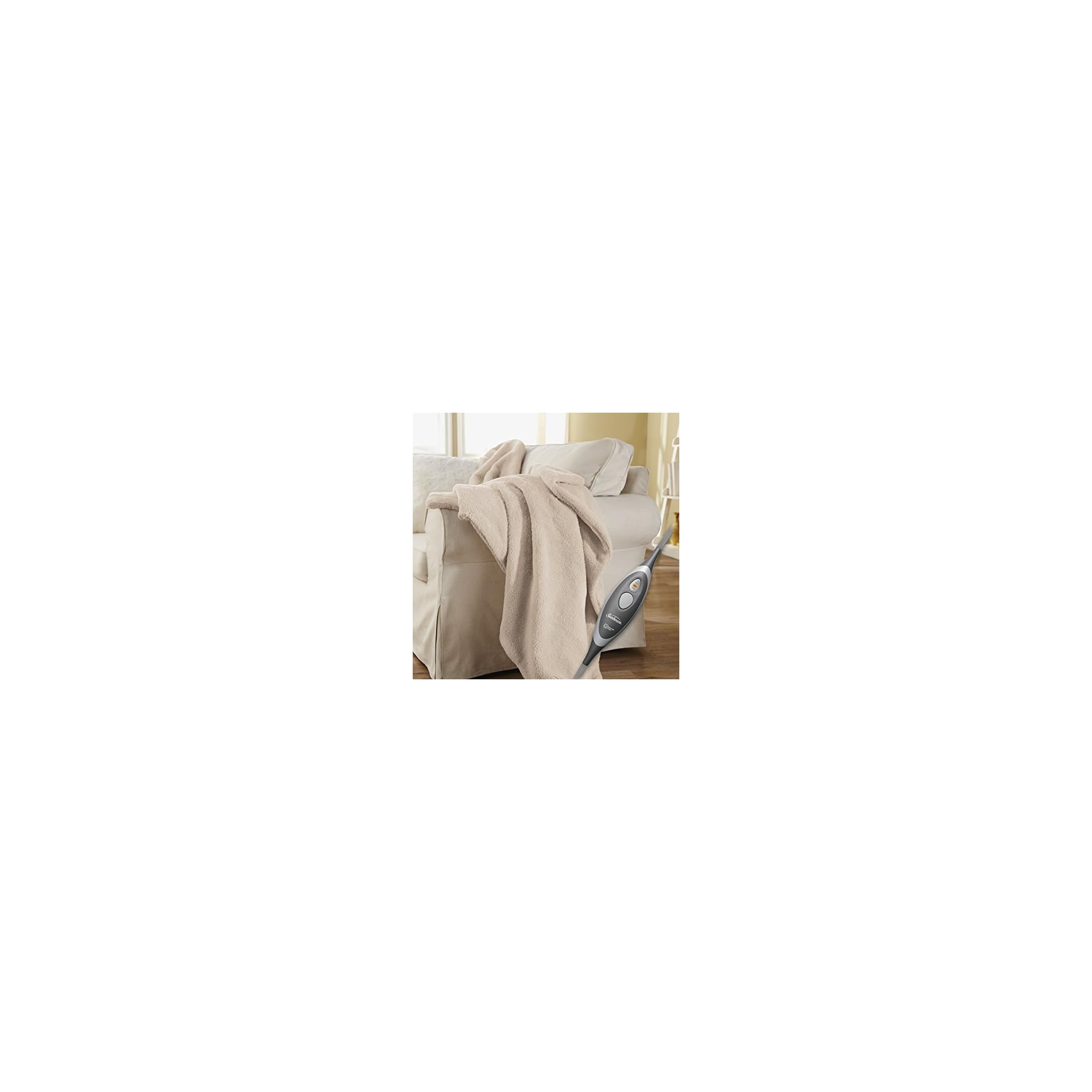 Sunbeam Heated Throw Blanket LoftTec, 3 Heat Settings, Sand TSL8TS
