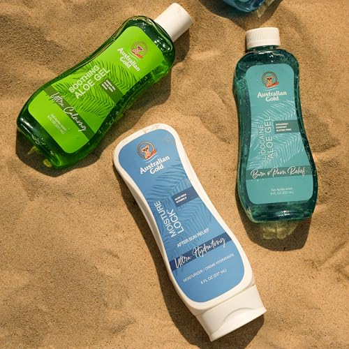 Australian Gold Soothing Aloe Vera After Sun Gel -Relieves Sunburn Pain and Hot & Itchy Skin, Soothing Aloe After Sun Gel, 8 Fl Oz (A70623-1)