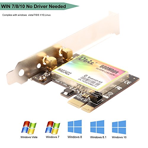 Ubit 300Mbps PCI Wireless Dual-Band 300Mbps PCI Express Adapter Network Card WLAN WiFi Adapter Bluetooth 4.0 3.5dBi Antenna Desktop PC Adapter - Thumbnail 3