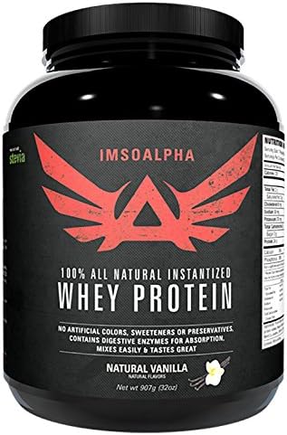 IMSOALPHA | WHEY PROTEIN | 100% All Natural Whey Sweetened With Stevia | 28 Servings (Natural Vanilla)