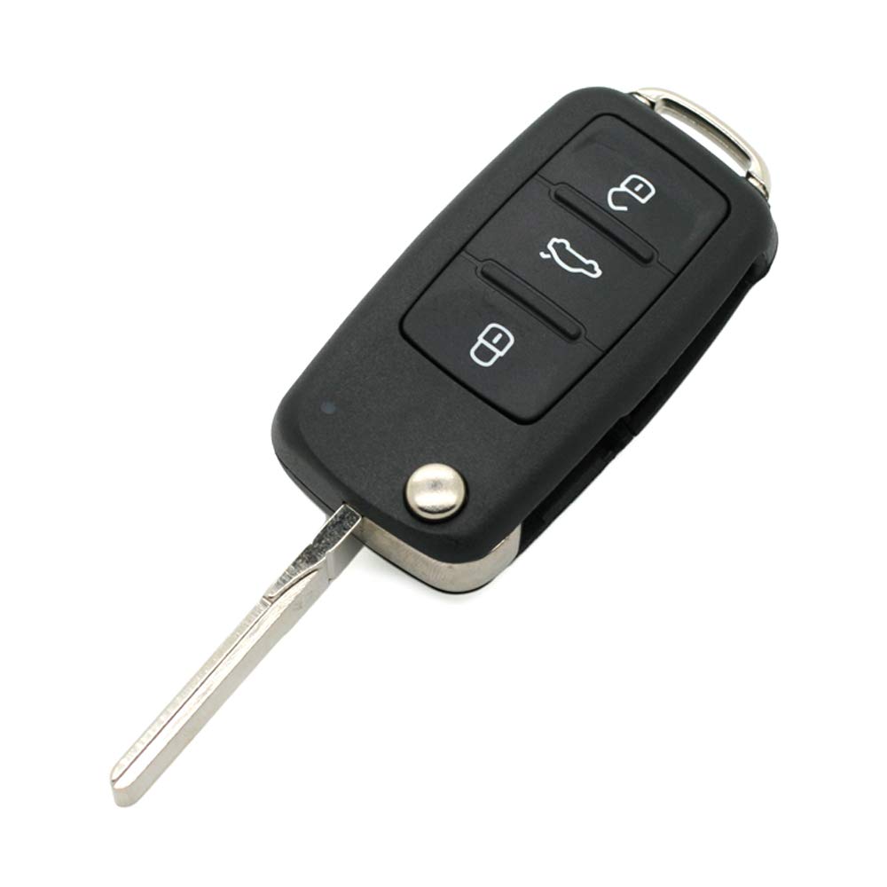 BROVACS Replacement Key Shell Compatible with VOLKSWAGEN VW PASSAT SEAT SKODA 3 Button Keyless Entry Remote Flip Key Case Fob SS826B