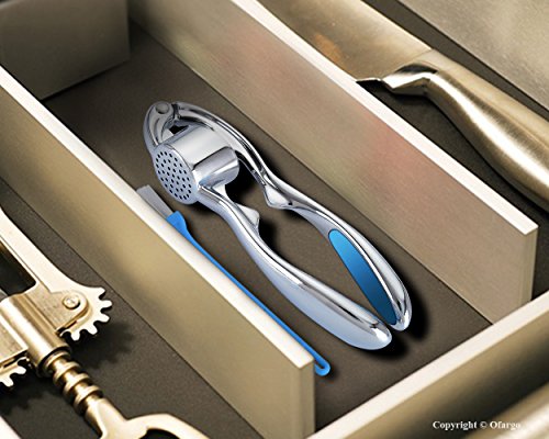 Ofargo Minced Garlic Press Kit with Arc-Shaped Handle for Kitchen Grill, 6.7’’, Silver - Thumbnail 6