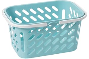 NUOBESTY Shopping Basket Toy, Mini Grocery Basket with Handles Storage Basket Pretend Play Toy for Kids Party Supplies Blue