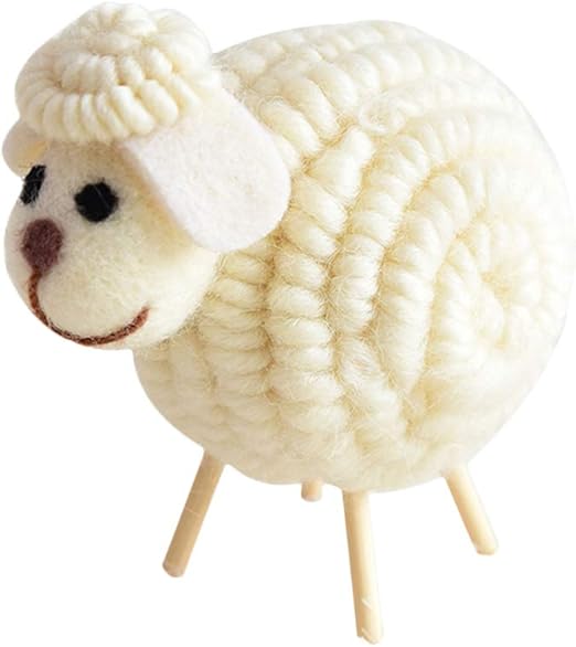 wooden sheep with wool
