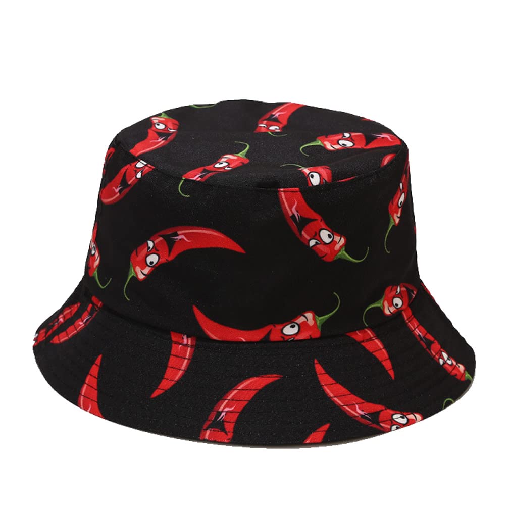Photo 1 of Quanhaigou Bucket Hat for Men Women,Packable Reversible Printed Sun Hats,Fisherman Outdoor Summer Travel Hiking Beach Caps (Black Pepper)