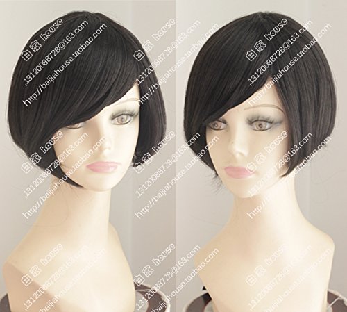 Amazon Com Custom Black Short Hair Wig Pear Oblique Bangs Fluffy