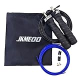 JKMEOO Speed Jump Rope, Professional Rapid Ball Bearings Rope Skipping with Adjustable Cable for Cardio Workout, Fitness Training & Skipping Exercise with Free Carry Case & Spare Screw kit (black)