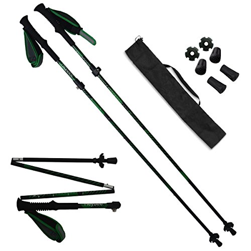 Heybee Trekking / Hiking / Walking Poles ,1 Pair (2 Pack) Ultralight Ultrastrong 7075 Aerospace Aluminum EVA Handle Collapsible Climbing Alpenstocks (ONE YEAR WARRANTY)